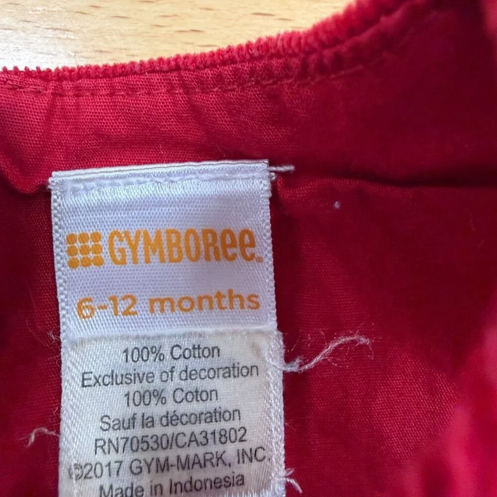 Gymboree Baby Girl Christmas Jumper Dress 6-12 Months Red Candy Cane Corduroy